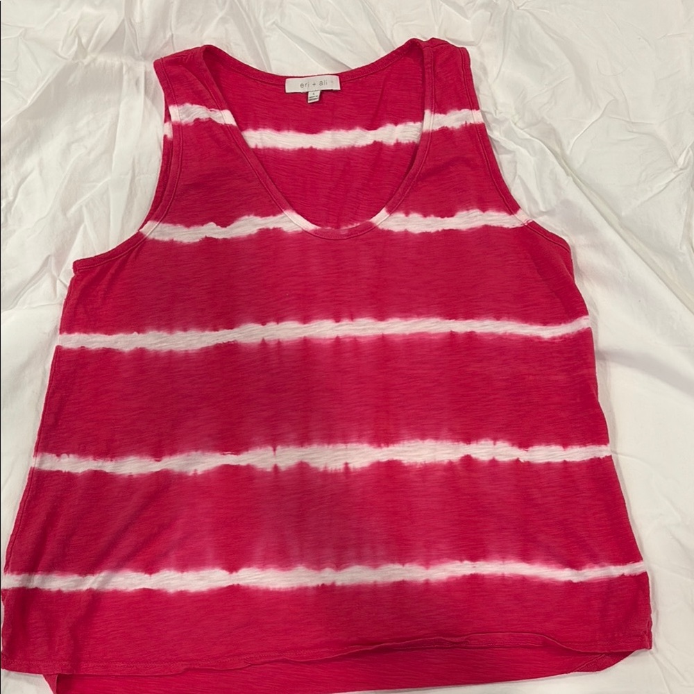 Anthropologie Pink and White Relaxed Sleeveless Tank Top